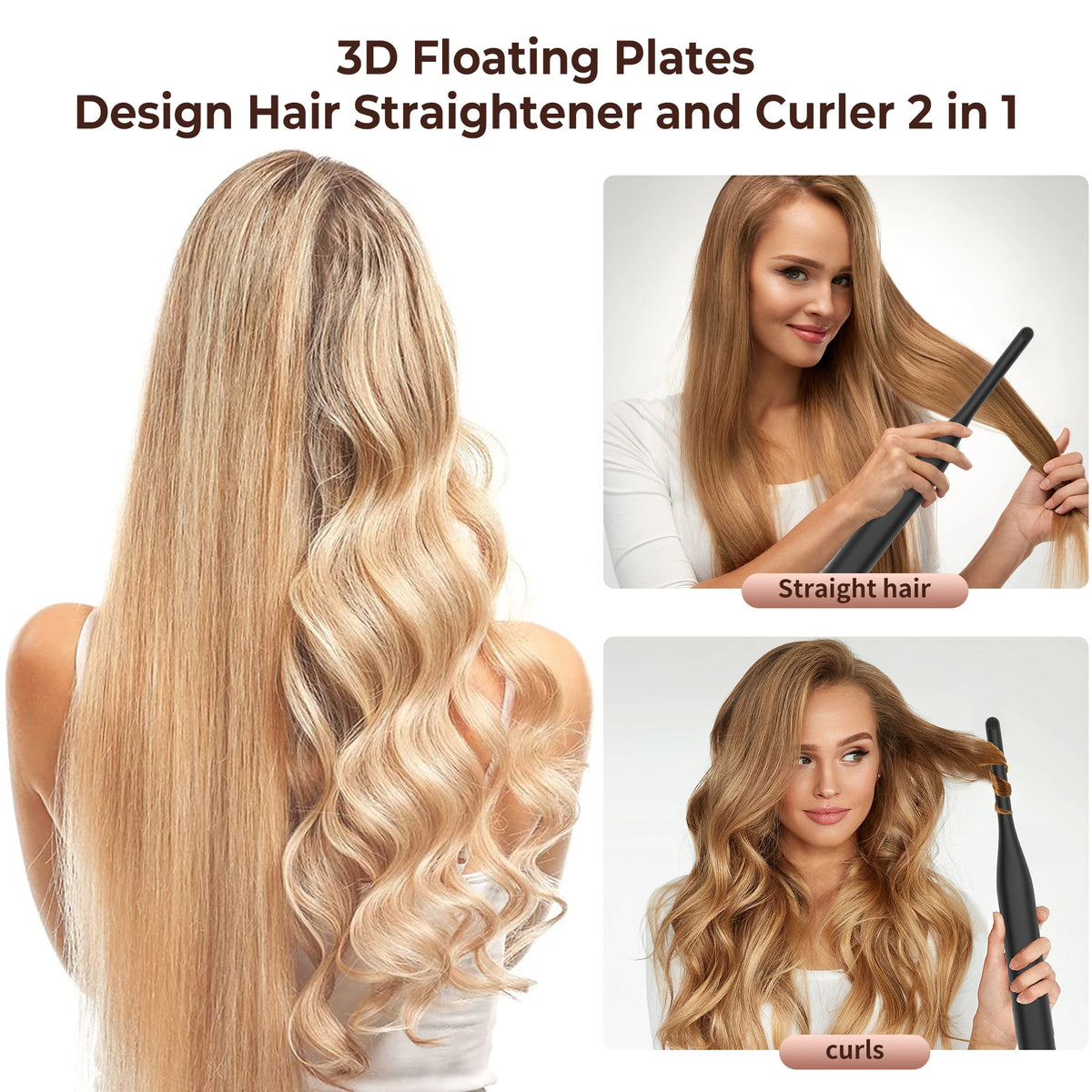 Small Flat Iron for Short Hair, Temperature Adjustable Pencil Flat Iron Fast Heat Up, 3/10 Inch Beard Straightening Iron
