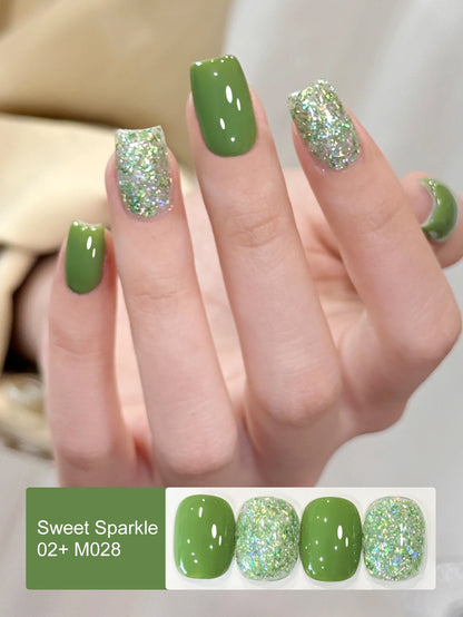2/16pcs Nail Art Candy Sequins Solid Color Nail Polish Gel Set, Color Sequins with Solid Color Shiny Gloss Nail Art DIY