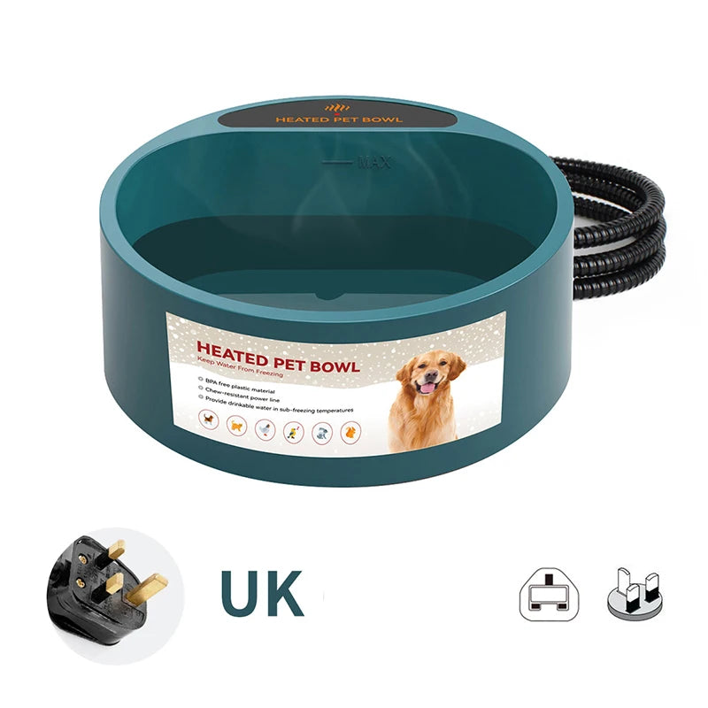 Dog Heated Water Bowl Pet Thermostatic Dog Bowl for Cats Dogs Chicken Birds Outdoor Winter Dog Bowl 2.2L Water Bottle
