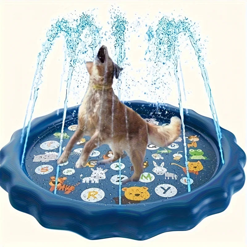 Heavy-duty Outdoor Pet Bath Basin with Water Spray Function - Anti-slip Dog Water Play Cooling, water spraying, and ice cooling
