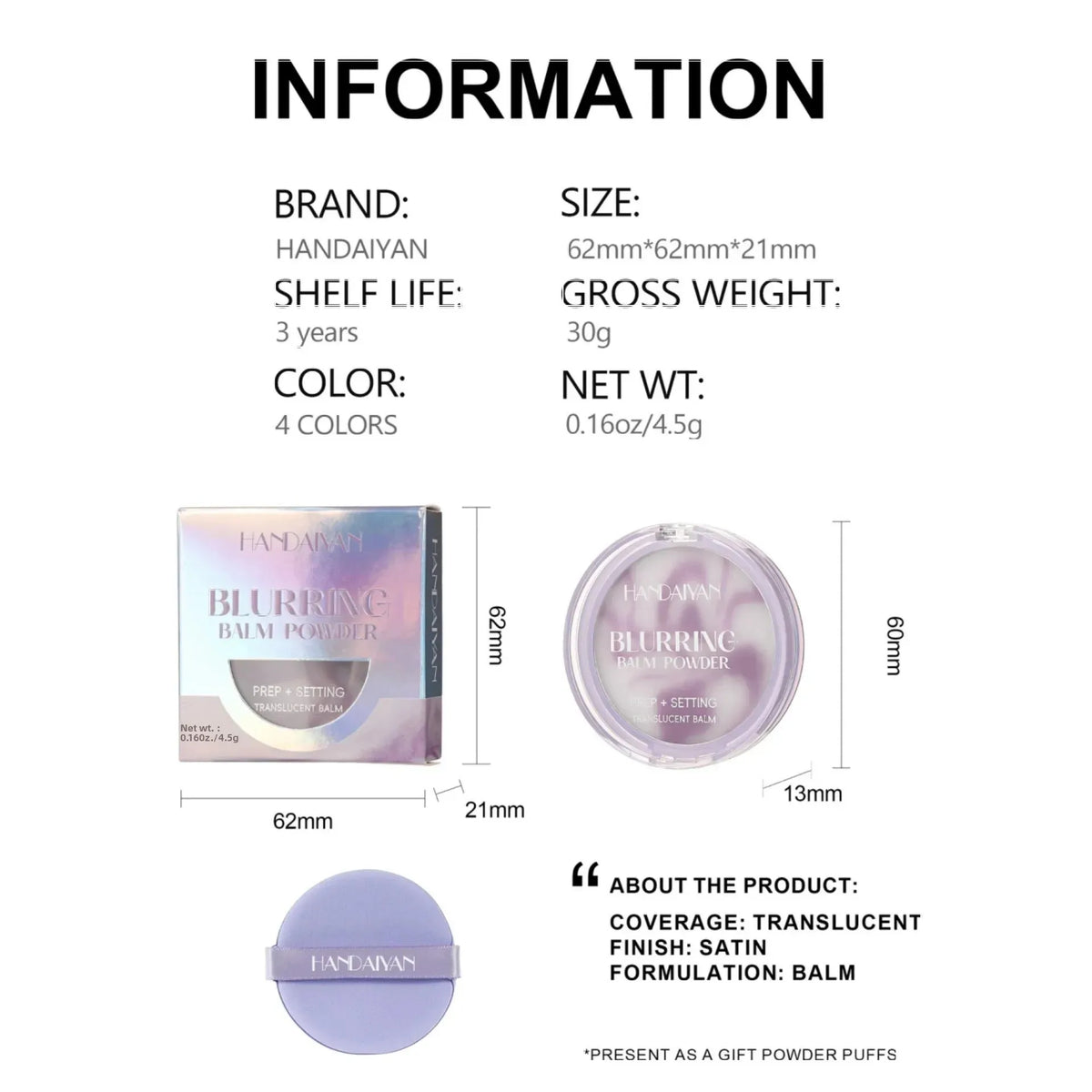 Long Lasting Oil Control Setting Powder Cream Cake Sweatproof Translucent Loose Finishing Makeup