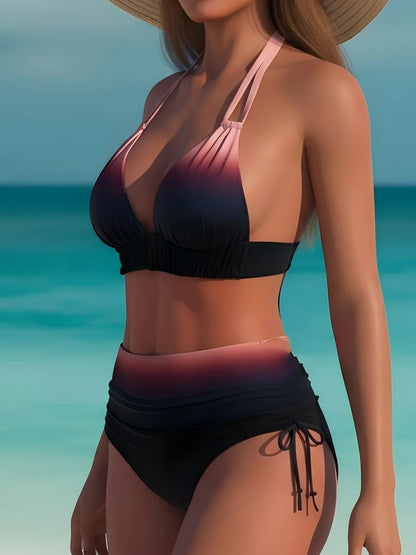 2026 High Waist Bikinis Women Padded Halter Swimwear Female Sexy Sporty Swimsuit Bathers Bathing Swimming Swim Suit Beachwear