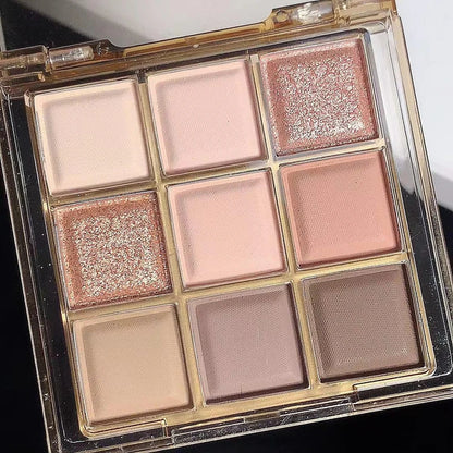 DIKALU Spring And Summer New Eyeshadow Palette Oh Rosy Nine Palace Grid Auto Focus Low Saturation Smoke Powder Rose Plate