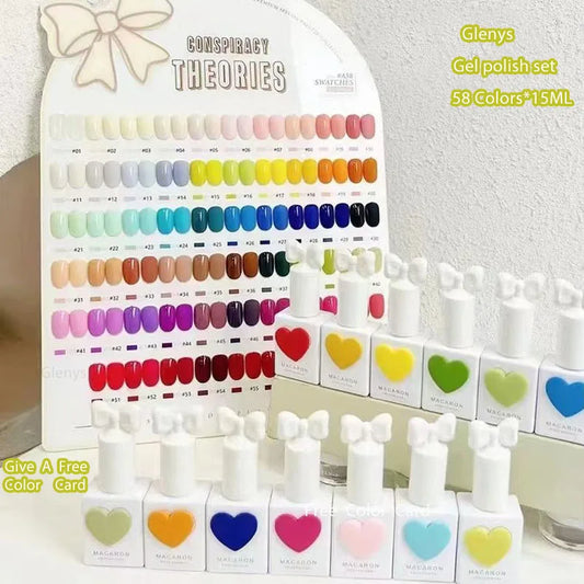 Glenys58 color net red popular nail polish glue semi permanent full cover nail polish wholesale UV varnish gel set