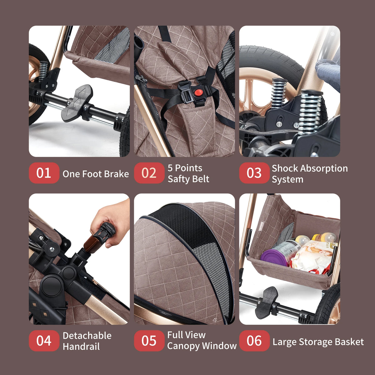 All-in-One Luxury Stroller: Versatile 3-in-1 High Landscape Pram with Reversible Seat Mode