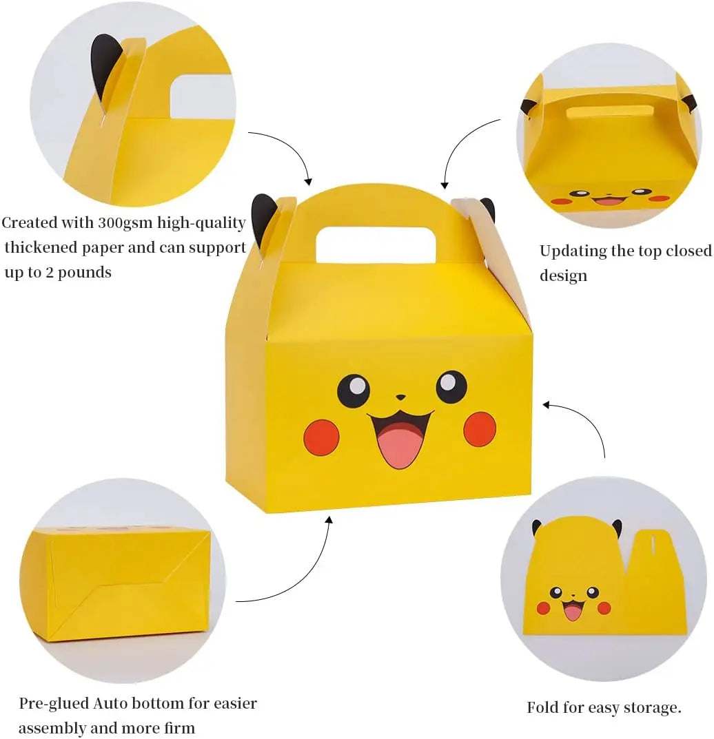 Pokemon Gift Box Pikachu Party Favors Birthday Party Decorations Pokeball Paper Gift Bags Handle Candy Box Baby Shower For Kids