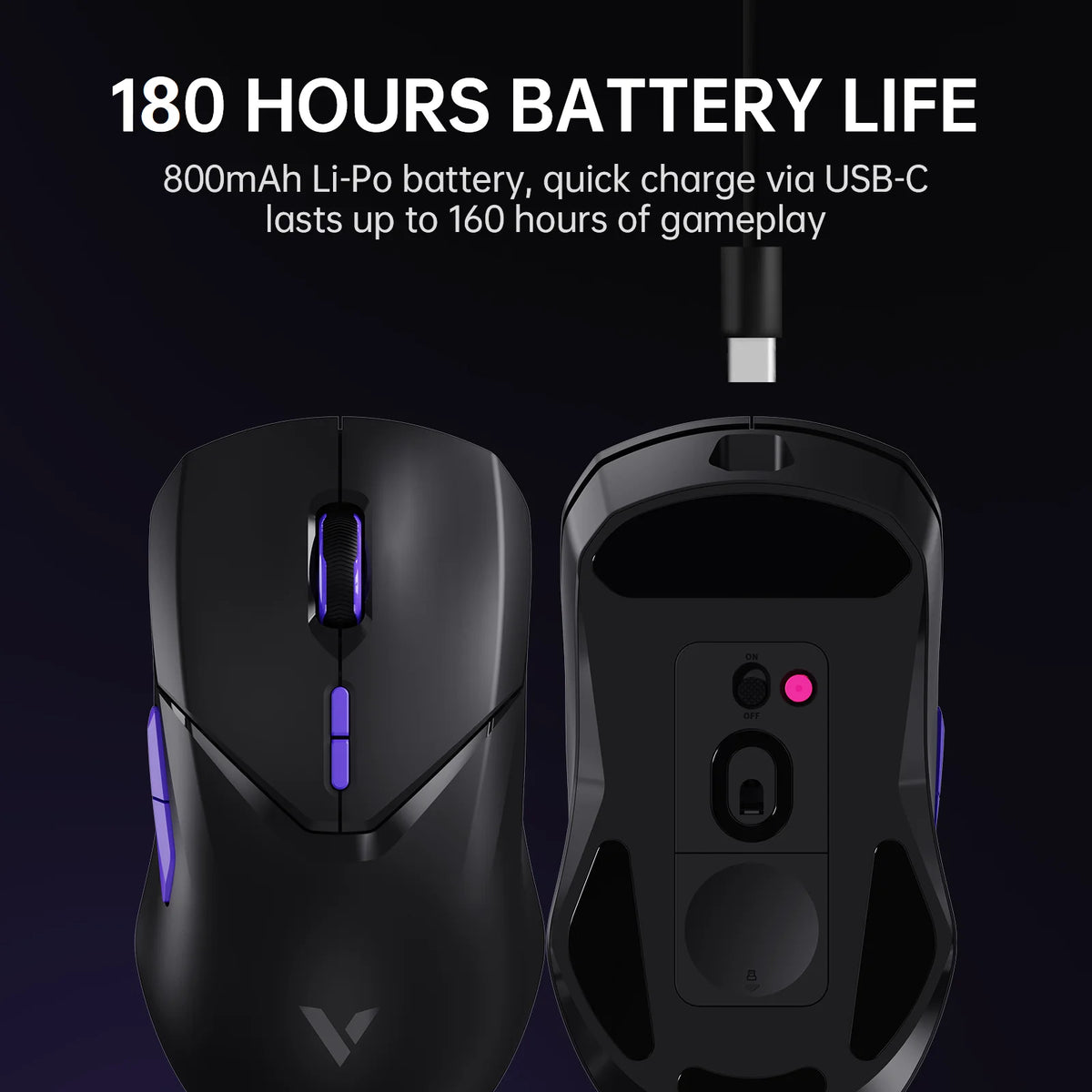 Rapoo VT9PRO 4K Wireless Gaming Mouse Superlight 26000DPI 4KHz Polling Rate 0.25ms Response Time 180H BatteryLife PAW3398