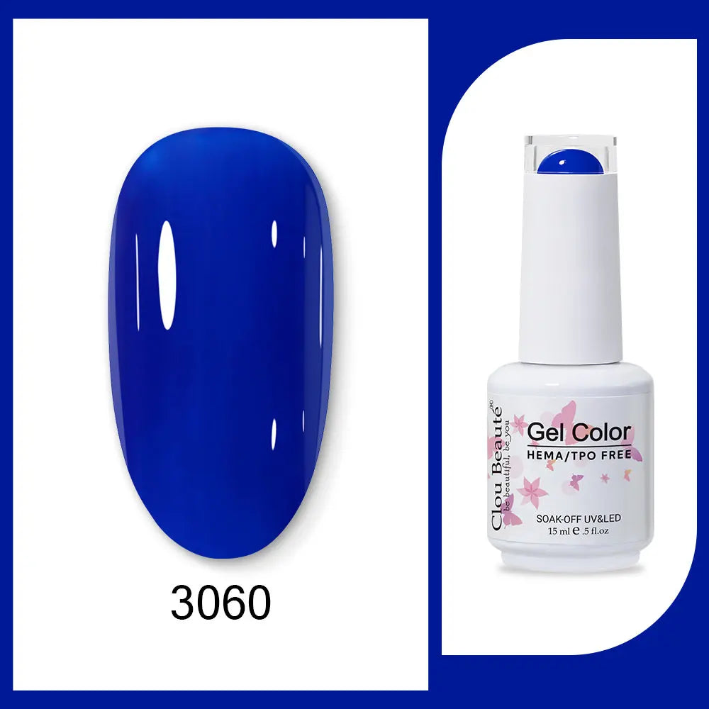 Clou Beaute 15ml Red Black White Green Neon Gel Nail Polish Base Top Coat Velvet Top 400 Colors Semi Permanent Gel Nail Varnish