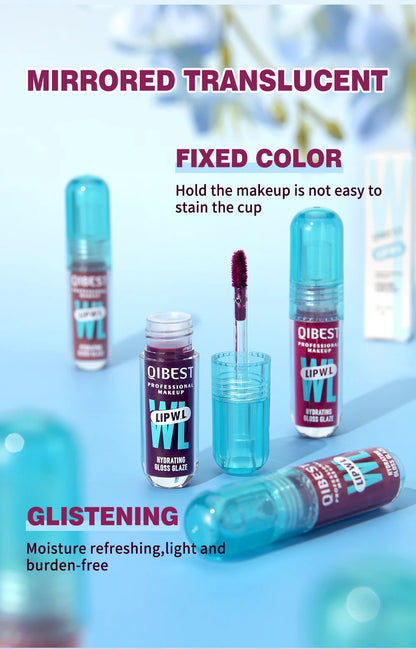 QIBEST Crystal Lip Gloss Mirror Watery Lip Glaze Long Lasting Moisturizing Lip Balm Plumping Gloss Oil Hydrating Makeup Lip Tint