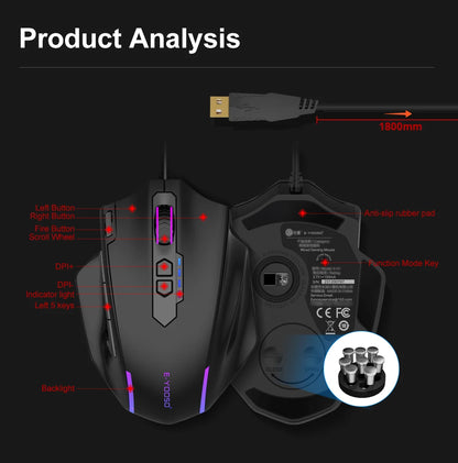 E-YOOSO X-41 USB Wired RGB Gaming Mouse 24000 DPI SG8960 10 buttons programmable game Optical mice for Computer PC Laptop