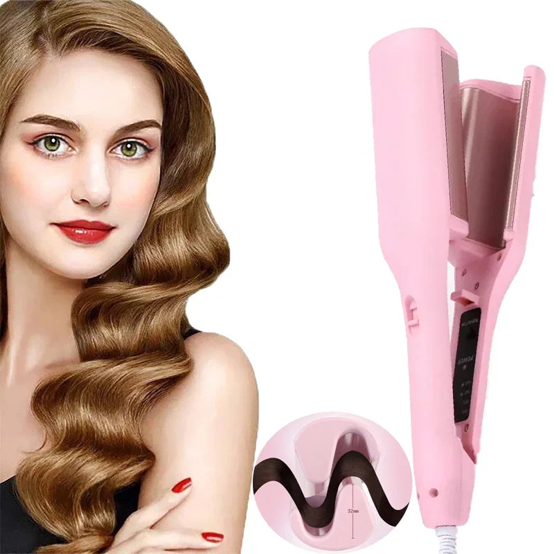 32MM Electric Curling Iron Automatic Lambswool Curling Tool Long Lasting Styling French Styling Rotating Anti-Flame Design