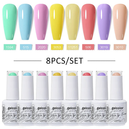 Arte Clavo 8Pcs/Set Gel Nail Polish Set 15ml Colorful Semi Permanent For Manicure Varnish Soak Off UV LED Nail Art Gel Kits