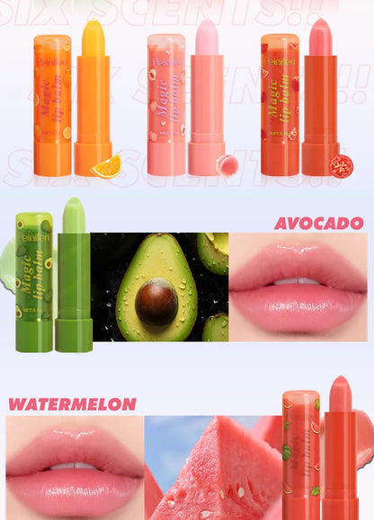 6Pcs Fruit Flavor Lip Balm Set Peach Strawberry LongLasting Moisturizing Lip GlossTransparent Shiny Non StickyHydrating Lip Care