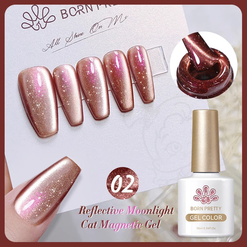BORN PRETTY Sparkling Glass Bead Cat Magnetic Gel Nail Polish Flash White Spar Red Color Semi Permanent Soak Off UV Gel Varnish