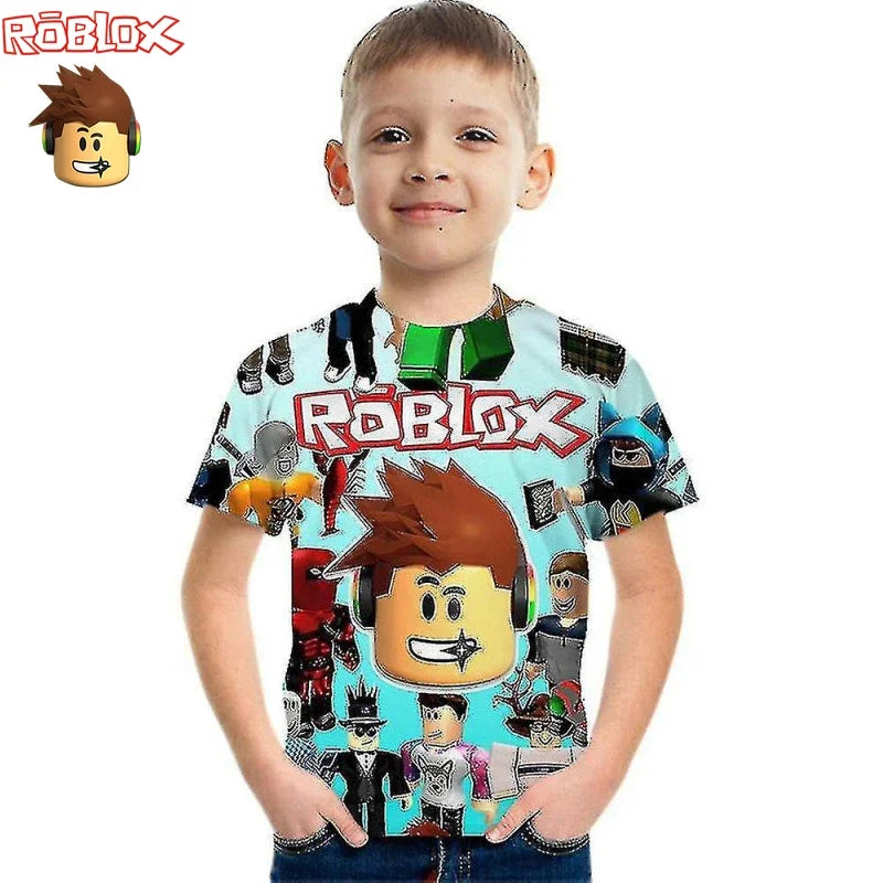 Boys Clothes Girls Kids Roblox Summer Tee Anime Game T-shirt