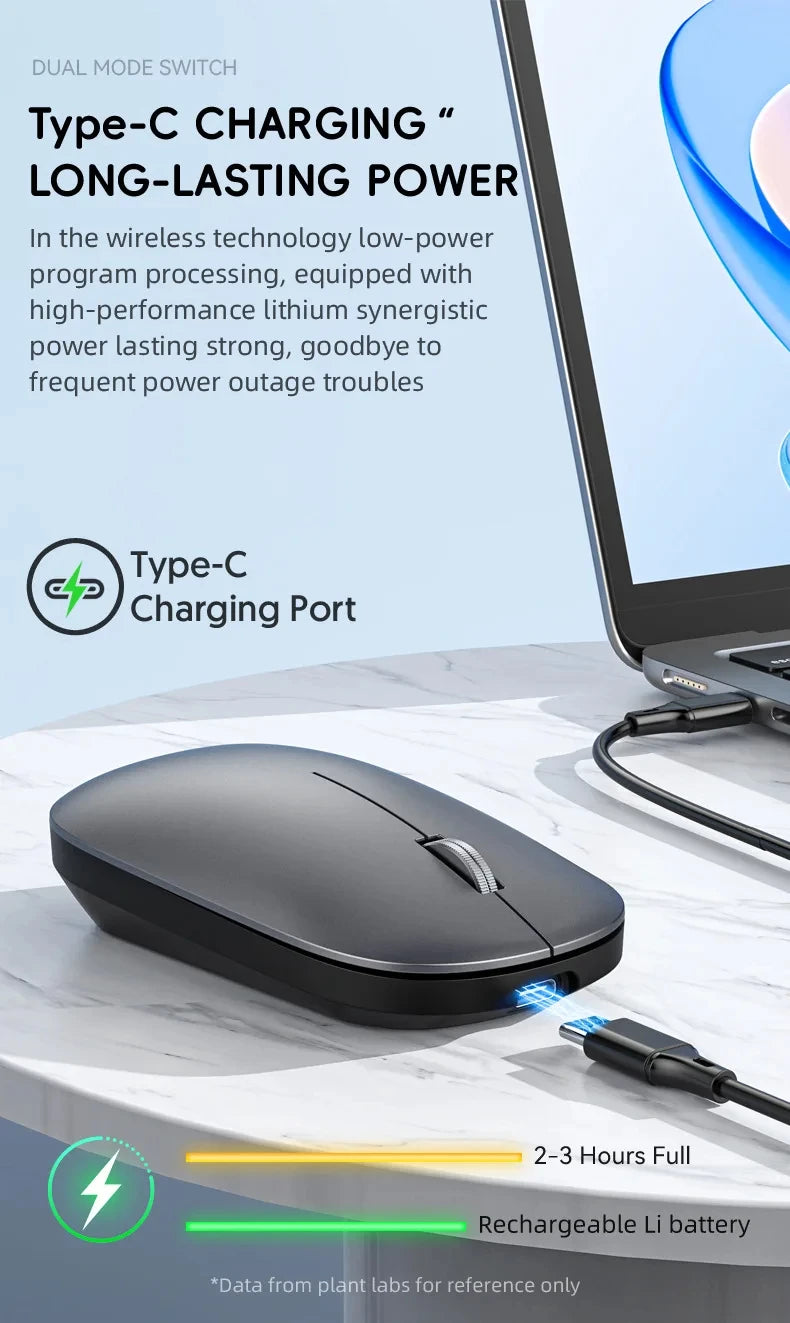 Lenovo Wireless Bluetooth Mouse 2.4G Dual Mode Type-C Charging Silent Ergonomic Portable Laptop Office Gaming Universal Mouse