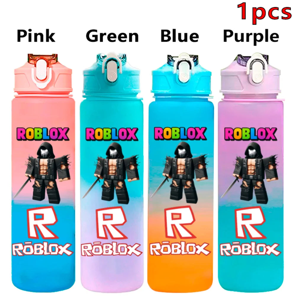 750ml Roblox Cartoon Large Capacity Gradient Color Straw Bottle Camping Drinking Tools Student Game Periphery Plastic Sports Cup