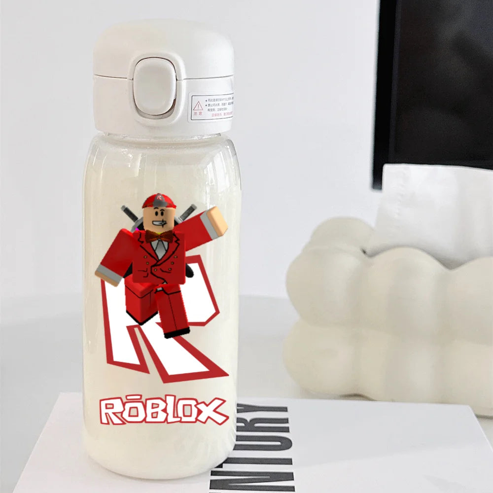 600ml Game Roblox Transparent Straw Water Cup Portable Large Capacity Straw Water Bottle Student Water Cup Plastic Sports Cup