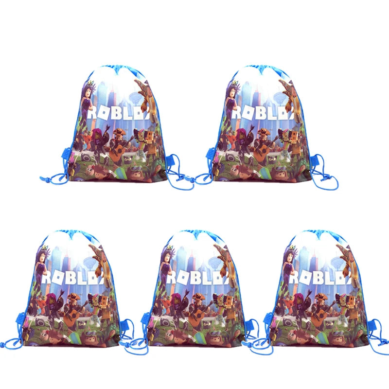 6/12/18/56PCS Roblox Nonwoven Drawstring Bag Roblox Game Party Decorations Kids Birthday Party Baby Shower Supplies Gift