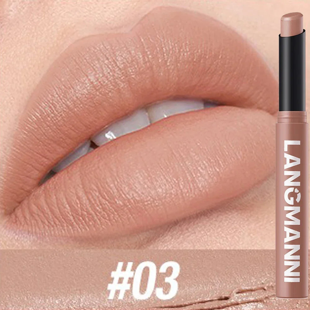 12 Color Matte Lipstick Pencil Waterproof Long Lasting Non-Stick Cup Lip Stain Tint Cosmetic Nude Lipstick Pen Makeup Maquillage