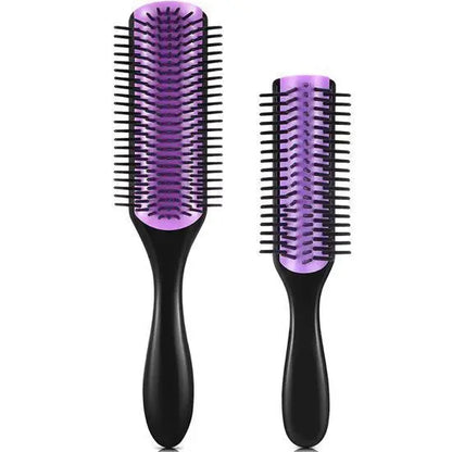 9-Row Detangling Hair Brush Denman Detangler Hairbrush Scalp Massager Straight Wet Comb for Women Men Salon Curly hair brush