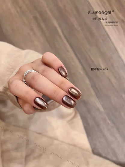 SUUSEEGEL 2025 Autumn Winter Collection 10 Colors Brown Moonlight Cat Eye Gel Set HEMA-free TPO-free Non-toxic Uv Gel Wholesale