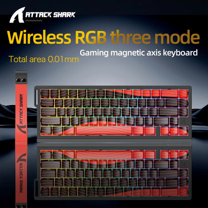 X68HE ATTACK SHARK Magnetic Gaming Keyboard Mechanical Wired for Pro Gaming 0.01mm Rapid Trigg 8000Hz SOCD/Rs 0.125ms 128K Rate