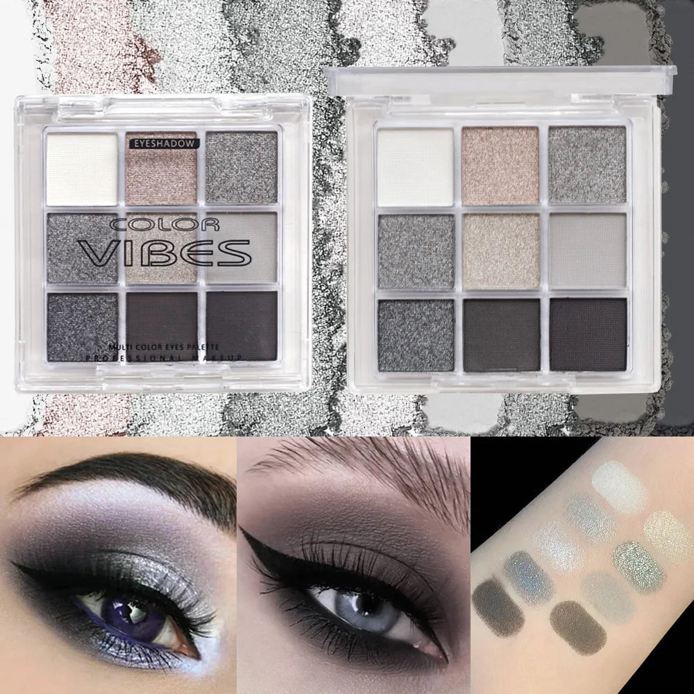 9-Grid Multi-color Eyeshadow Palette Glitter Pearlescent Matte Eye Shadow Shimmer Long Lasting Women Eye Makeup palette Cosmetic