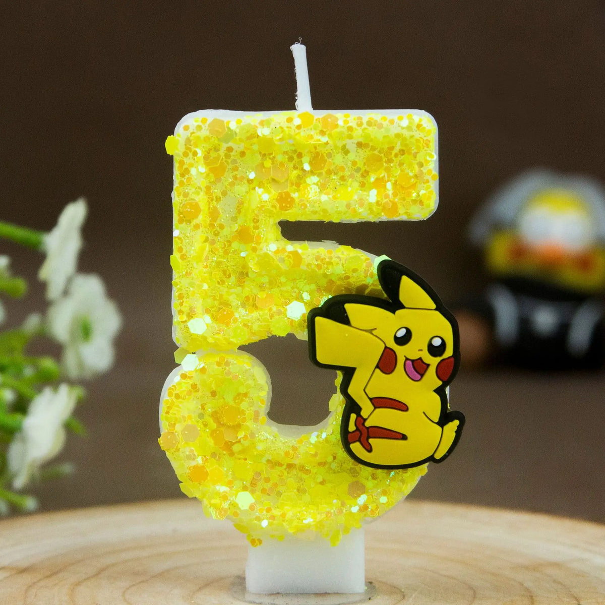 Birthday candle yellow Pikachu party cake decoration plug-in digital candle 0-9