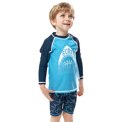 Kids' Long Sleeve Swimsuit Set: 2-Piece Rash Guard & Shorts for Toddlers and Children