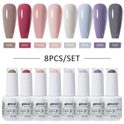 Arte Clavo 8Pcs/Set Gel Nail Polish Set 15ml Colorful Semi Permanent For Manicure Varnish Soak Off UV LED Nail Art Gel Kits