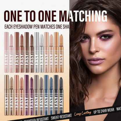 Pearlescent Matte Eyeshadow Pencil Waterproof Smoky Glitter Highlighter Pen Black Brown Makeup Tool Creamy Smooth