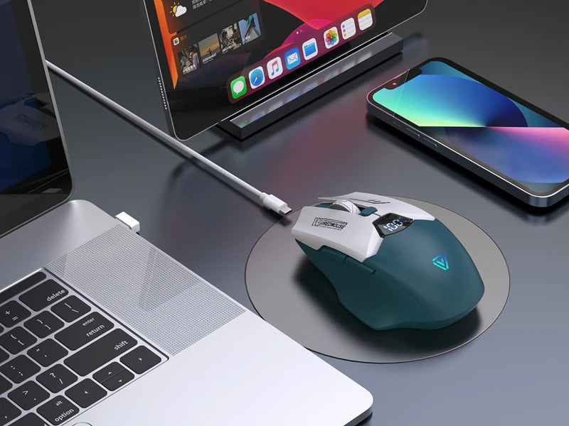 Dual-Mode Wireless Bluetooth Mouse With Smart Screen Display Silent Charging Office Gaming Portable Tablet Universal Mouse