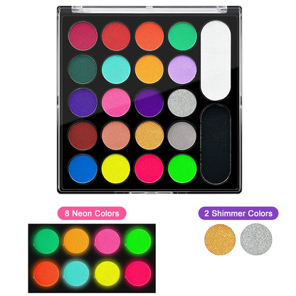 22 Color Face Body Painting Kit for Kids Adults,Face Paint Makeup Palette with Brush,Halloween Carnival Artist Cosplay Art Party