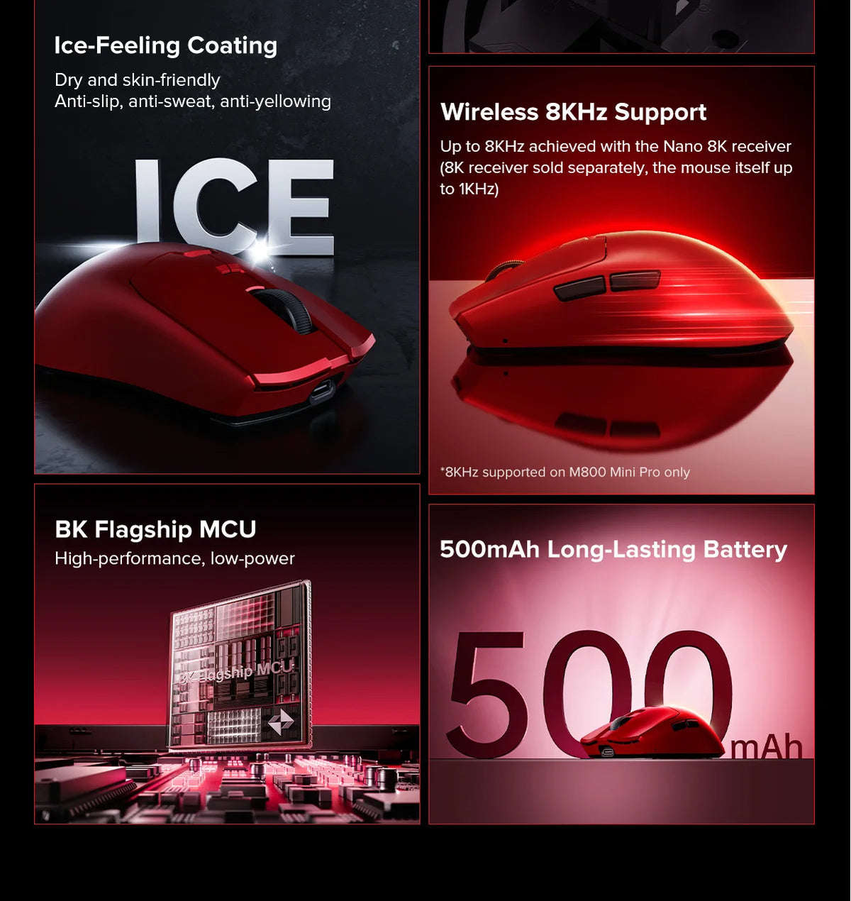 Delux M800mini Wireless Gaming Mouse, 46g Lightweight,PAW3395/PAW3311,1KHz Polling Rate for Small to Medium Hand PC Gamer