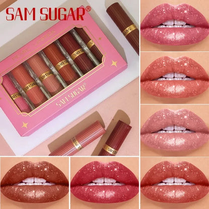 Diamond Glitter Lipstick Moisturizing Lasting Pink Sparkling Waterproof Lip Gloss Metallic Sexy Lipstick Lip Tint Lips Makeup