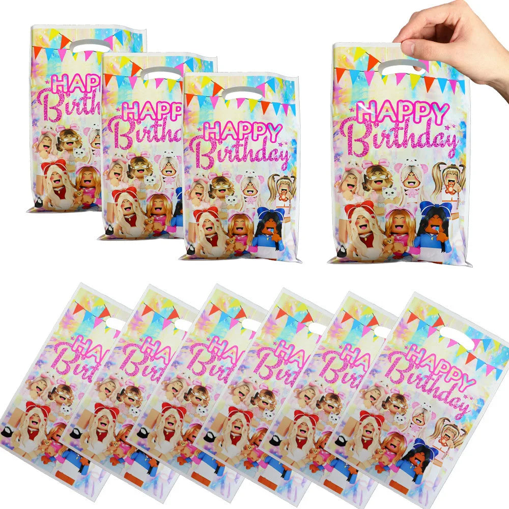 Roblox Birthday Party Decoration Balloons Disposable Tableware for Kids Party Supplies Baby Shower Sticker Bracelet Toy Gifts