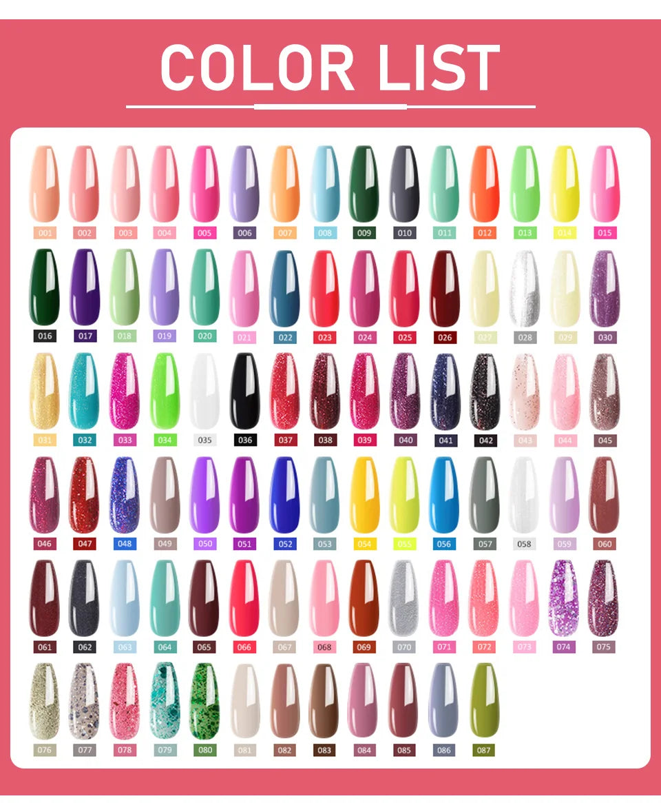 LIMEGIRL 10 Colors Nail Gel Set UV Soak Gel Base Coat Gel with Laser Powder Nail Art DIY Semi-Permanent Gel Varnish Kit