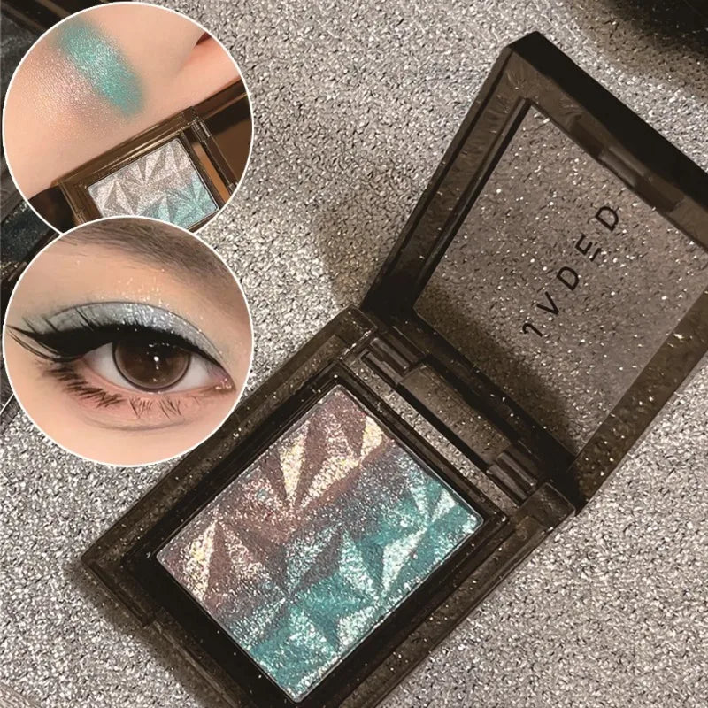 Chameleon Gradient Eyeshadow Palette Glitter Smokey Silver Blue Highlighter Metallic Pearlescent Eyes Makeup Lasting Brightening