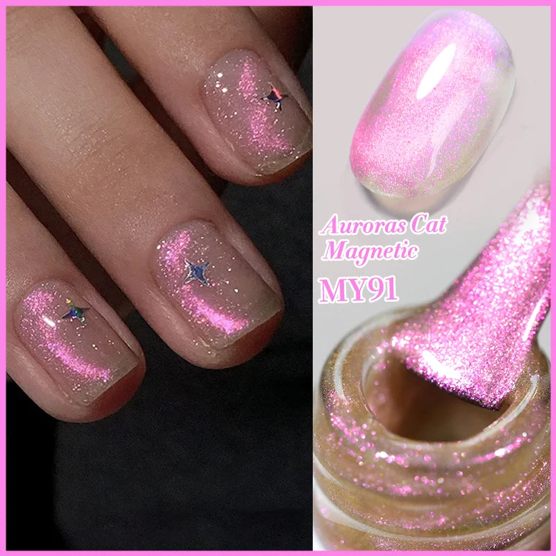 BORN PRETTY Sparkling Glass Bead Cat Magnetic Gel Nail Polish Flash White Spar Red Color Semi Permanent Soak Off UV Gel Varnish
