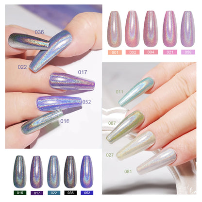 LIMEGIRL 10 Colors Nail Gel Set UV Soak Gel Base Coat Gel with Laser Powder Nail Art DIY Semi-Permanent Gel Varnish Kit