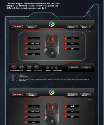 Mechanoid-style Wired Gaming Mouse - Macro Programming RGB Glowing FPS Gaming Computer Universal Audio-Enabled E-sports Mouse