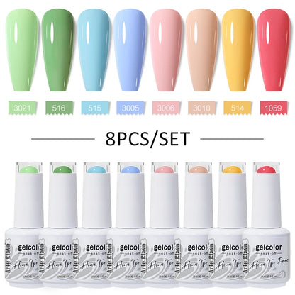 Arte Clavo 8Pcs/Set Gel Nail Polish Set 15ml Colorful Semi Permanent For Manicure Varnish Soak Off UV LED Nail Art Gel Kits