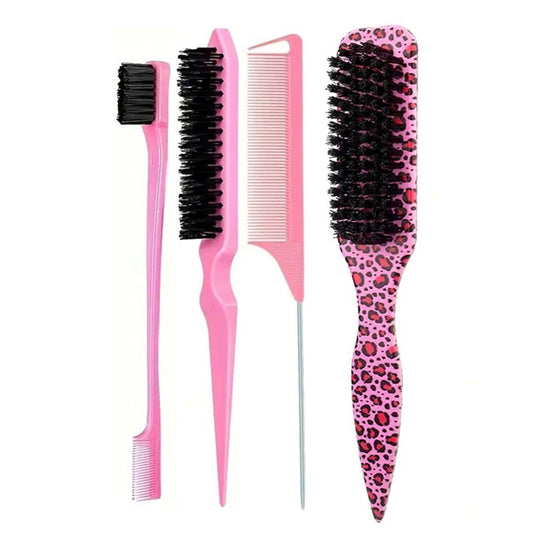 Bristle Slick Back Hair Brush for Sleek Ponytail Bun & Smoothing Baby Hairs, Flyaways, Edge Control - Backcombing & Teasing
