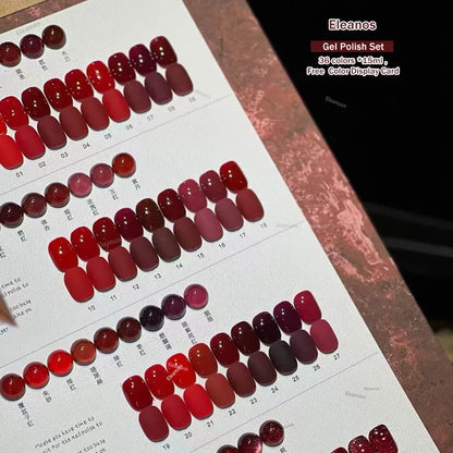 Eleanos Christmas 36pcs Fall Winter Red Gel Nail Polish Set With Color Card Korean Style Gel Kit Nail UV LED Varnishes Nail Art