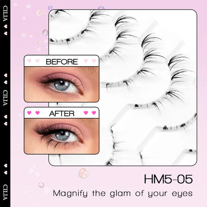 10Pairs Bottom Eyelashes Manga Lower Lashes Clear Band Wispy Small Flame Under Eye Lashes Korean Makeup Cosplay Tools