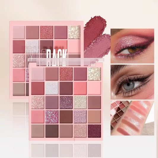 25 Colors Eyeshadow Palette High Gloss Cement Grey Rose Brown Color Tone Matte Glitter Daily Makeup Dry Rose Eyeshadow For Music