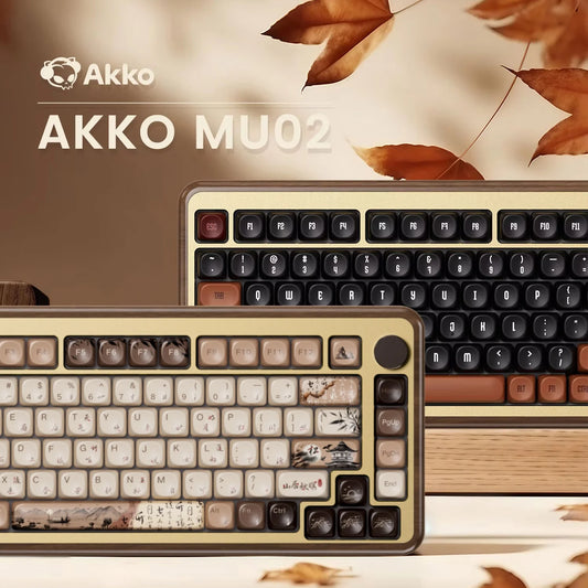 Akko MU02 75% Mountain Seclusion Wooden Mechanical Keyboard RGB Hot-swappable BT5.0/2.4G Wireless & Type-C Wired Gaming Keyboard