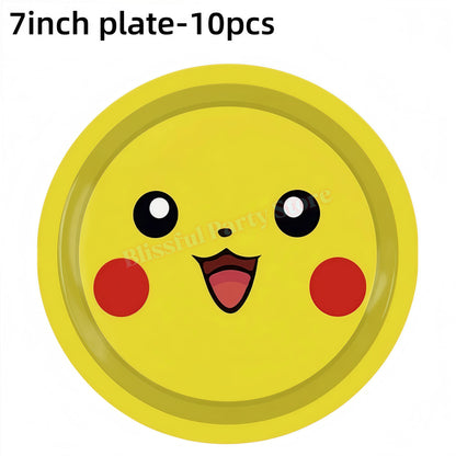Pokemons Birthday Party Decoration Lightning Pikachu Balloon Tableware Kit Cup Plate Gift Bag Kid Favor Gift Baby Shower Supplie