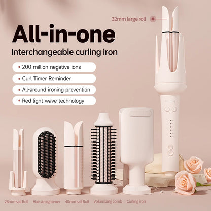 Automatic Hair Curler Negative Ion Ceramic Curling Iron - 40mm Large Wave Perm for Home Use, Lazy Person Electric Curling Wand